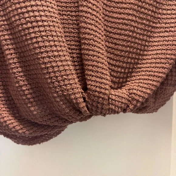 La Miel Dusty Rose Waffle Knit Long Sleeve Shirt - Picture 5 of 7